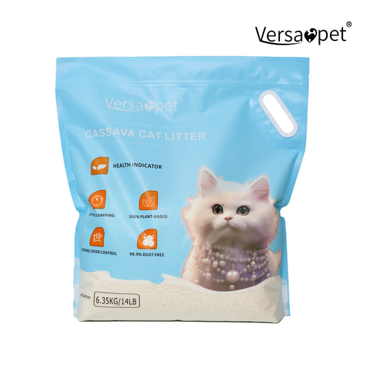 VersaPet Cassava Cat Litter - Detect Urine Blood | No Dust | Superb Clumping | Fragrance-Free | Strong Odor Control | Plant Based  (3bags, 14lb/bag)