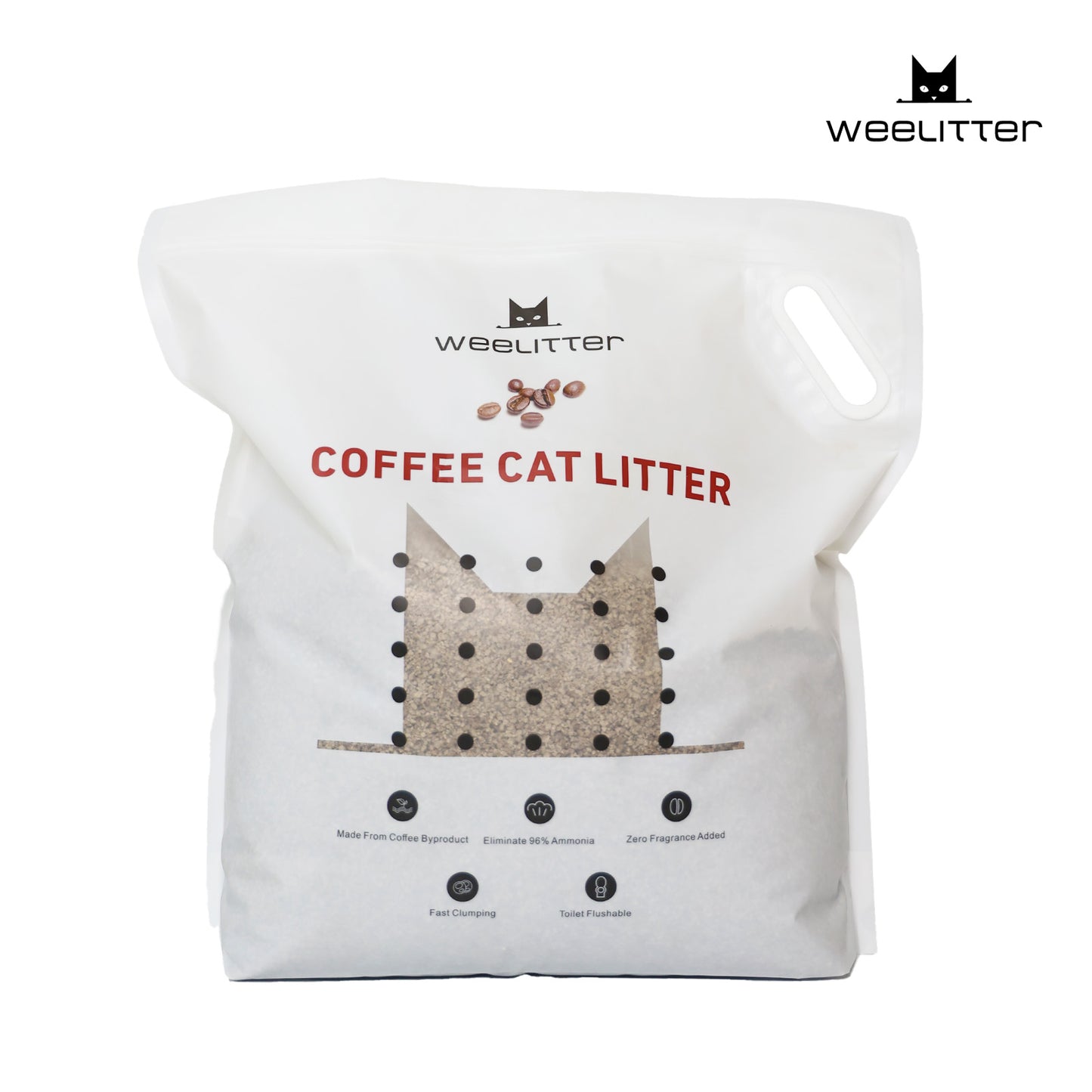 WeeLitter Coffee Cat Litter | Natural Flushable-Housebreaking Extra Clumping Pellet Litter | Dust Free Cat Litter | Ultra Absorbent Water Flushable (3bags, 14lb/bag)