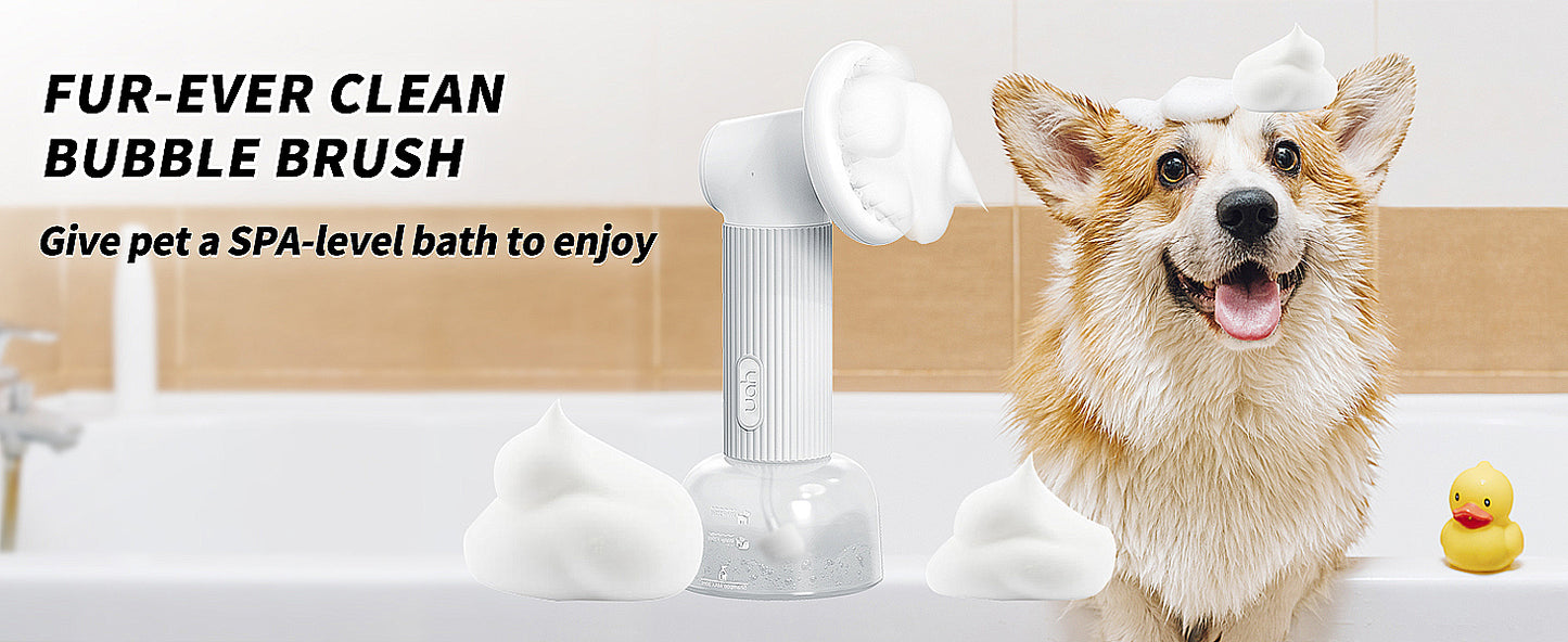 Uah Pet - FUR-EVER CLEAN Automatic Foaming Soap Dispenser and Dog Bath Brush