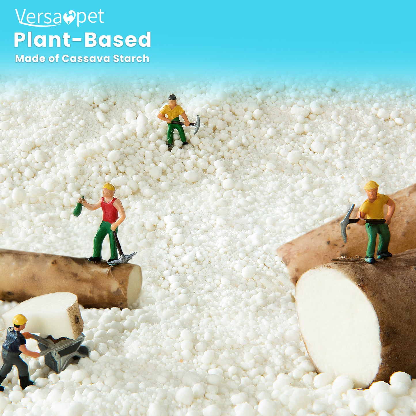 VersaPet Cassava Cat Litter - Detect Urine Blood | No Dust | Superb Clumping | Fragrance-Free | Strong Odor Control | Plant Based  (3bags, 14lb/bag)