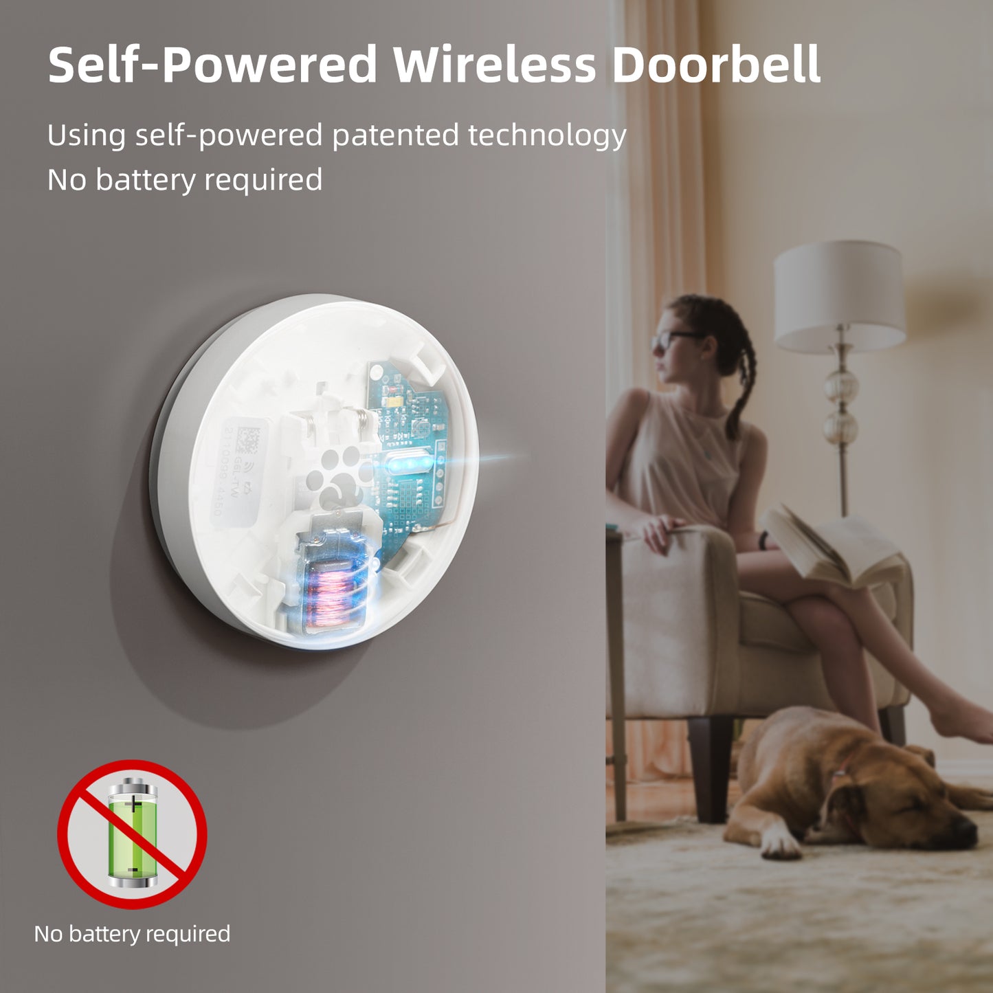 Uah Pet Self-Powered Wireless Dog Doorbell