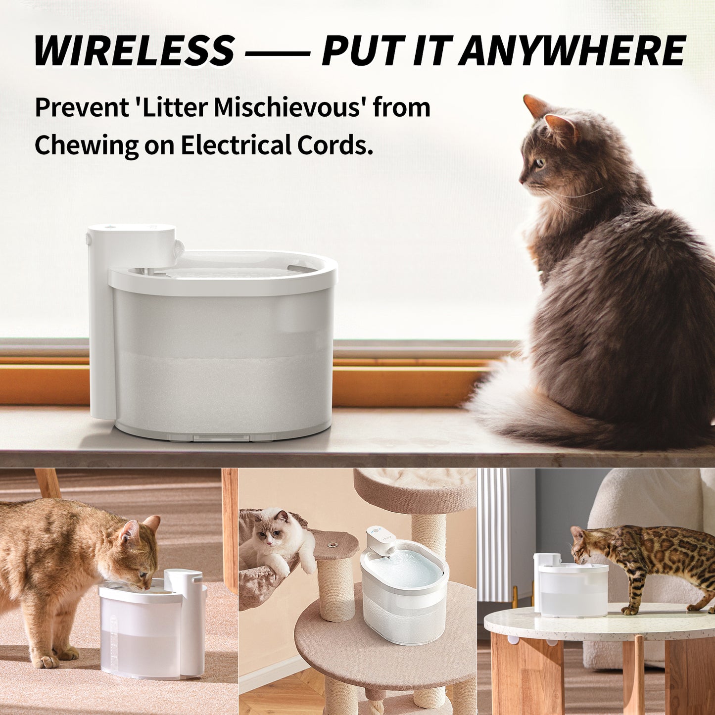 Uah Pet - ZERO Wireless And Automatic Cat Water Fountain