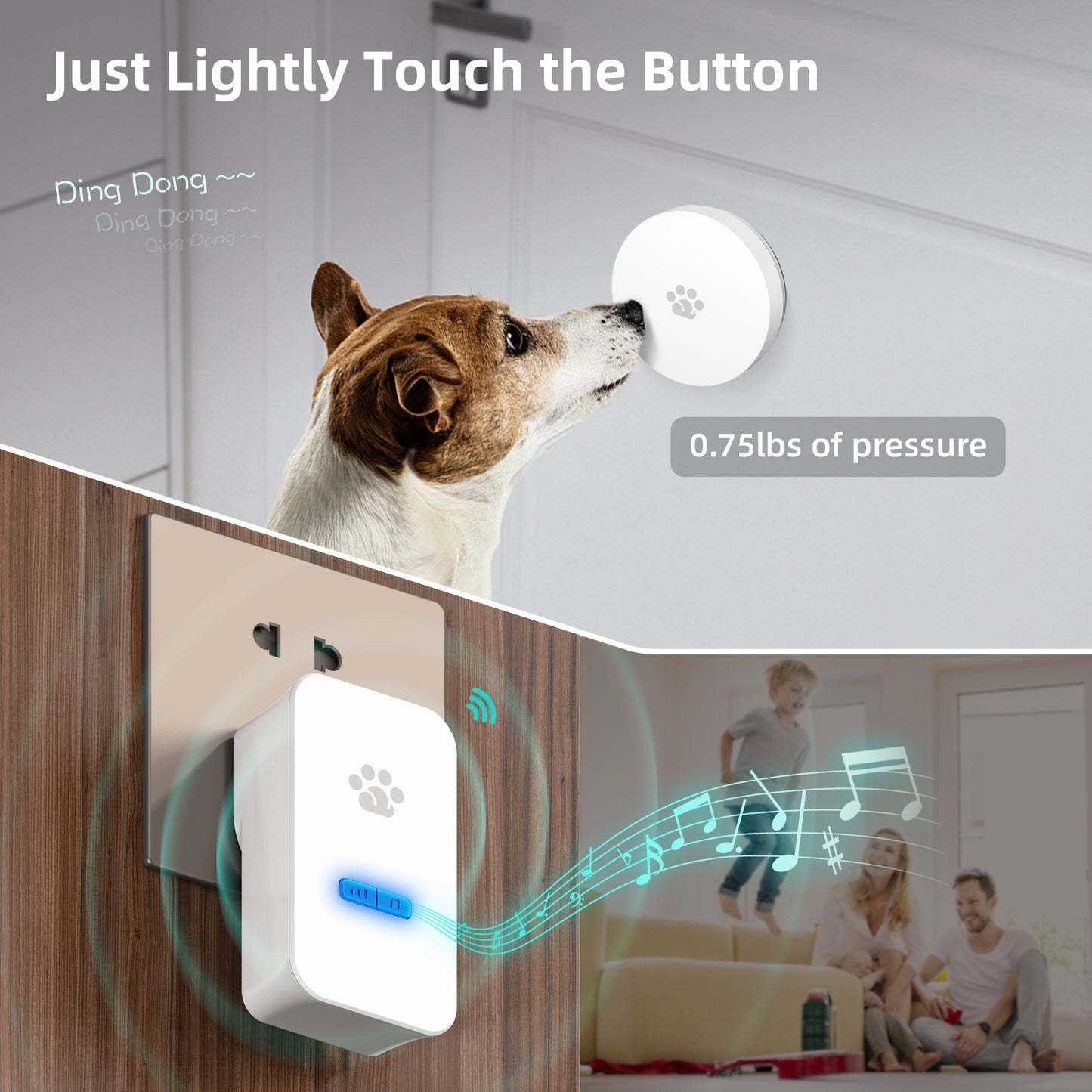 Uah Pet Self-Powered Wireless Dog Doorbell