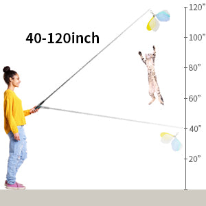 Uah Pet - Retractable Cat Wand Toy with 4 Piece Teasers