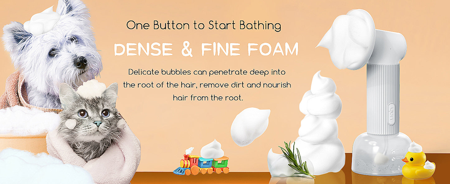 Uah Pet - FUR-EVER CLEAN Automatic Foaming Soap Dispenser and Dog Bath Brush