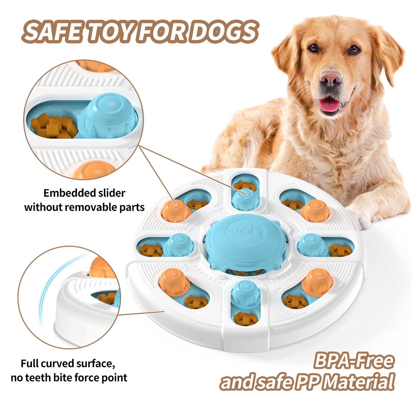 Uah Pet 2-in-1 Treat Dispensing Dog Puzzle Toys
