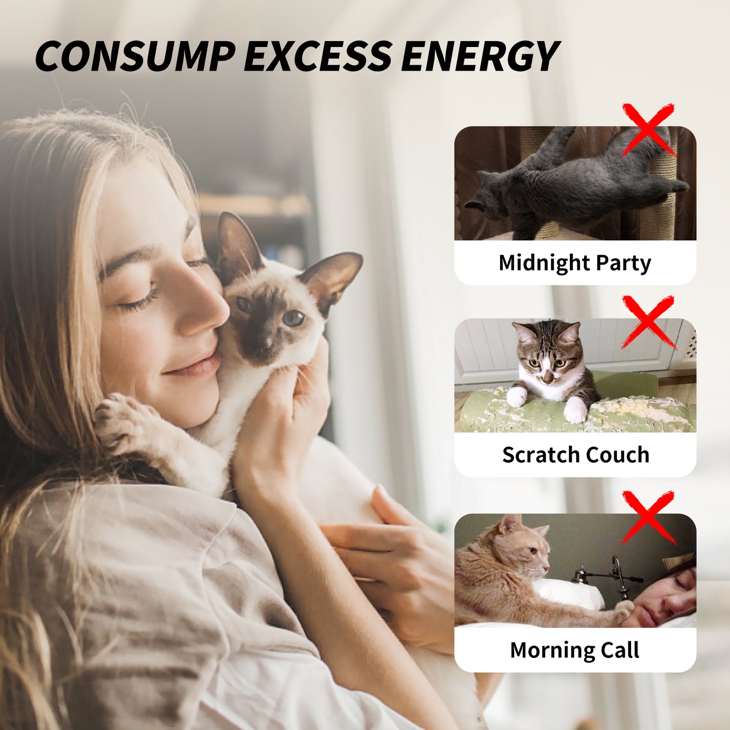 Uah Pet - Retractable Cat Wand Toy with 4 Piece Teasers