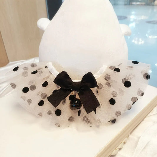 YoPetMax Small Dog Cat Lace Classic Collar Ruffle With Dots Pattern Pet Lovely Drool Towel Adjustable Neck Accessories