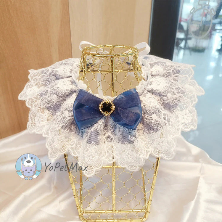 YoPetMax Pet Drool Towel Court Style Cat Small Dog Lace Collar Ruffle Photo Props Neck Accessory