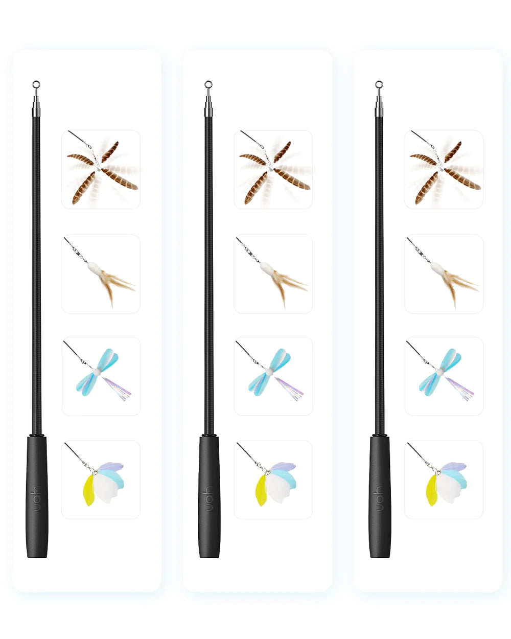 Uah Pet - Retractable Cat Wand Toy with 4 Piece Teasers