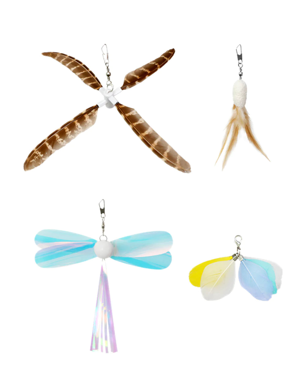 Uah Pet - Retractable Cat Wand Toy with 4 Piece Teasers