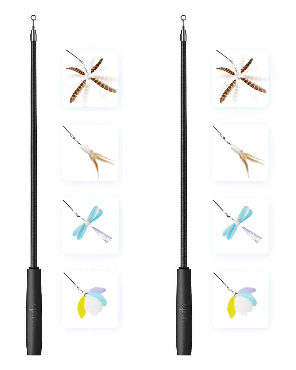 Uah Pet - Retractable Cat Wand Toy with 4 Piece Teasers