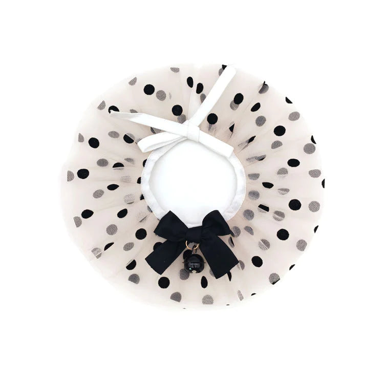 YoPetMax Small Dog Cat Lace Classic Collar Ruffle With Dots Pattern Pet Lovely Drool Towel Adjustable Neck Accessories